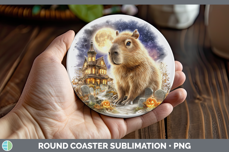 Capybara Round Coaster Safari Haunted Halloween Sublimation