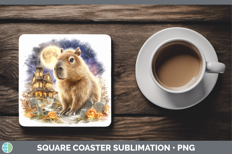 Capybara Square Coaster Safari Haunted Halloween Sublimation