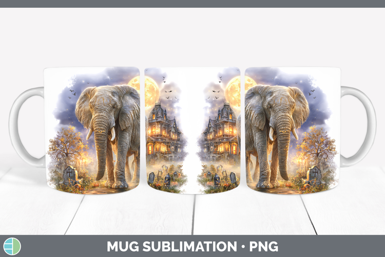 Elephant Mug Wrap Safari Haunted Halloween Sublimation Coffe