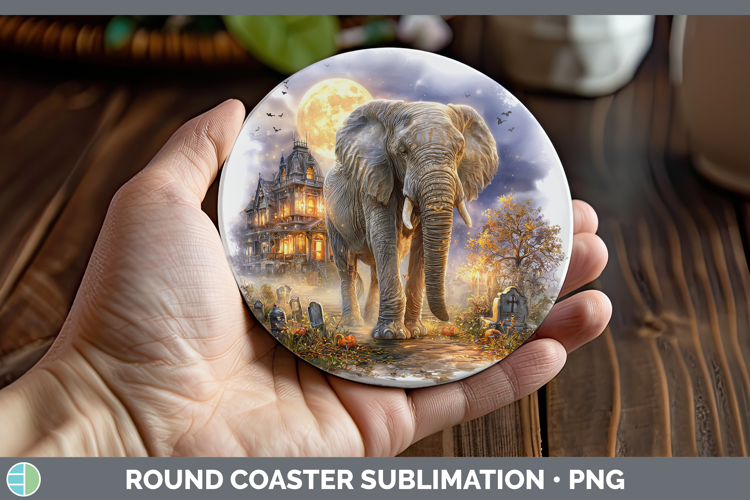Elephant Round Coaster Safari Haunted Halloween Sublimation