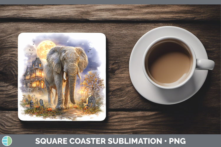 Elephant Square Coaster Safari Haunted Halloween Sublimation