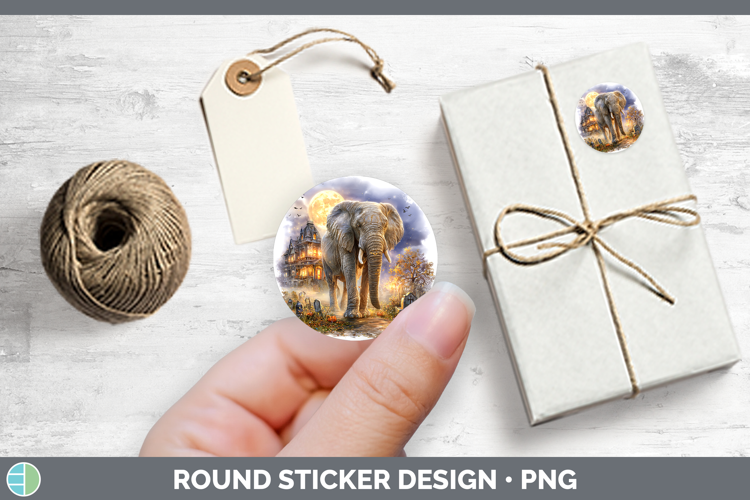 Safari Haunted Halloween Elephant Stickers | Round Labels De
