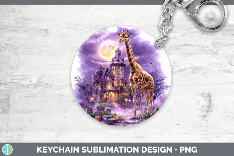Giraffe Keychain Safari Haunted Halloween Sublimation Keyrin