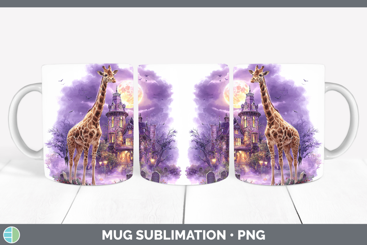 Giraffe Mug Wrap Safari Haunted Halloween Sublimation Coffee