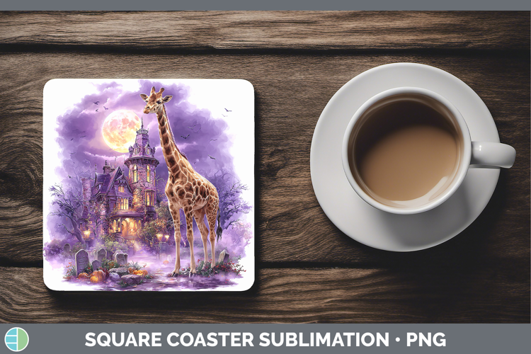 Giraffe Square Coaster Safari Haunted Halloween Sublimation