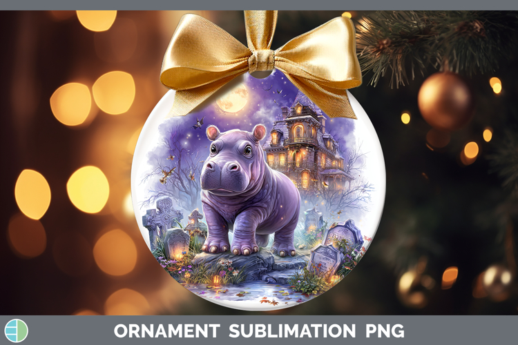 Hippo Ornament Safari Haunted Halloween Sublimation Bauble D
