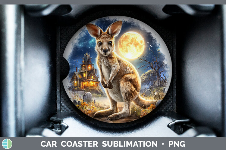 GorgeousSafari Haunted Halloween Car Coaster design.
