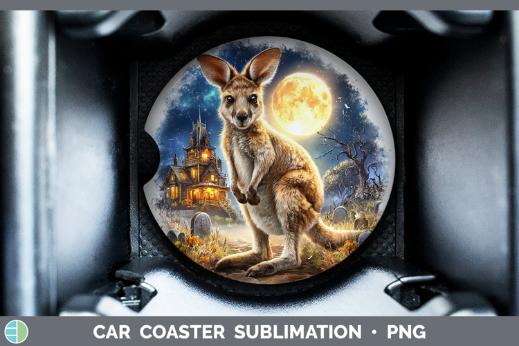 Kangaroo Car Coaster Safari Haunted Halloween Sublimation D