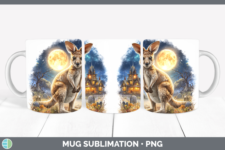 Kangaroo Mug Wrap Safari Haunted Halloween Sublimation Coffe
