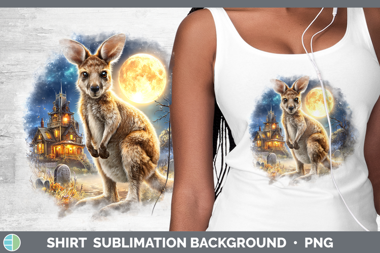Kangaroo Shirt Safari Haunted Halloween Sublimation Backgrou