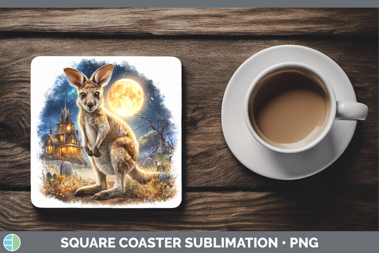 GorgeousSafari Haunted Halloween Square Coaster design.