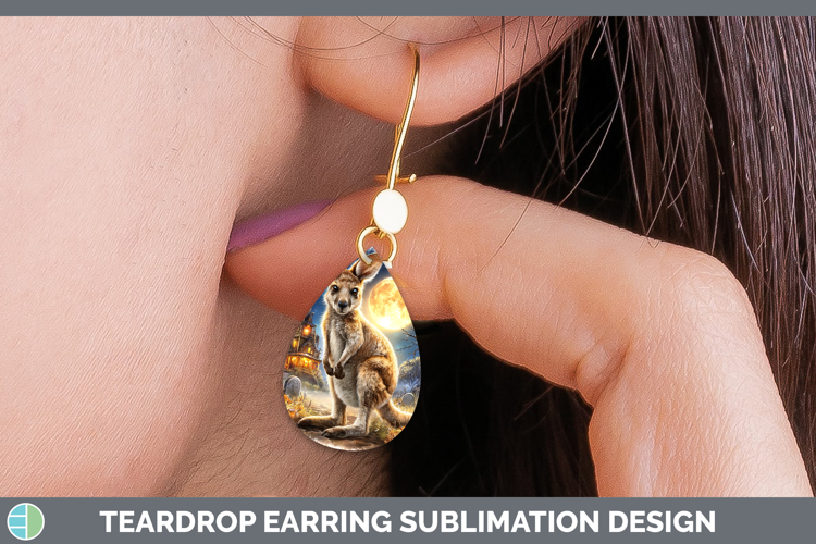 Kangaroo Teardrop Earrings Safari Haunted Halloween Sublimat