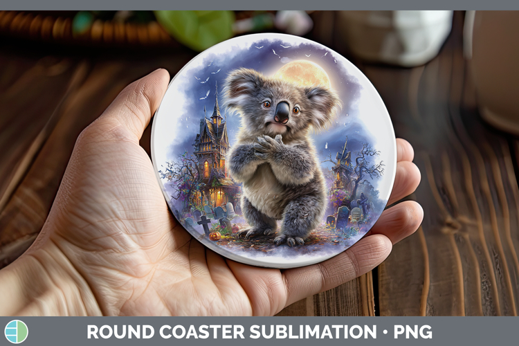 Koala Round Coaster Safari Haunted Halloween Sublimation Coa