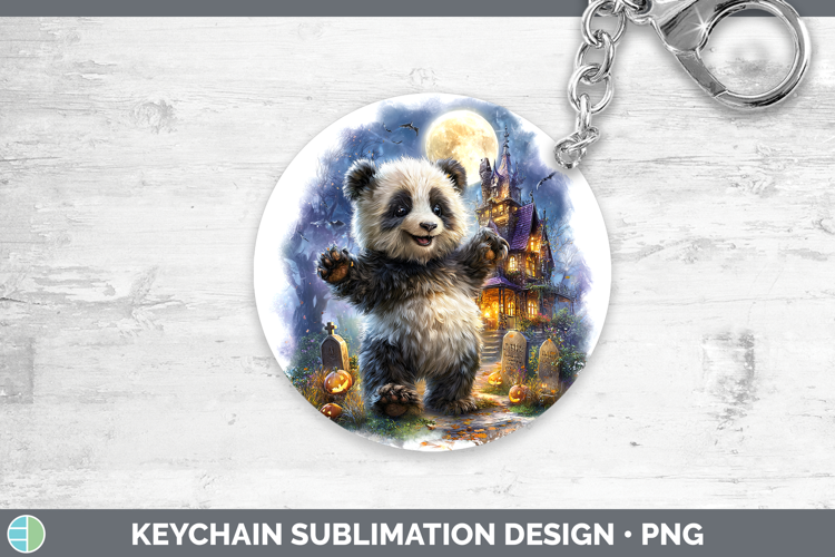 Panda Bear Keychain Safari Haunted Halloween Sublimation Key