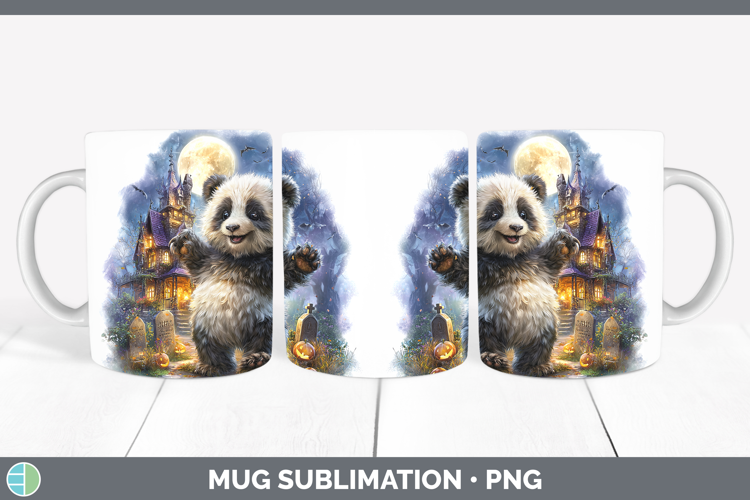 Panda Bear Mug Wrap Safari Haunted Halloween Sublimation Cof