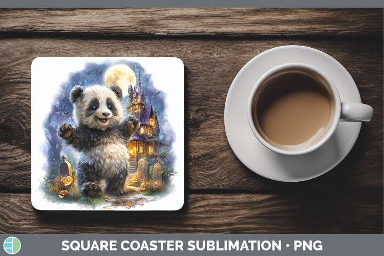 Panda Bear Square Coaster Safari Haunted Halloween Sublimati