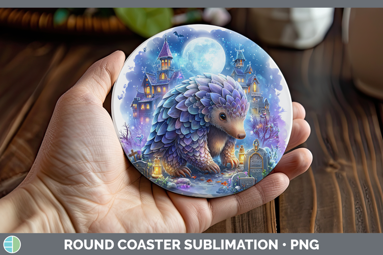 Pangolin Round Coaster Safari Haunted Halloween Sublimation