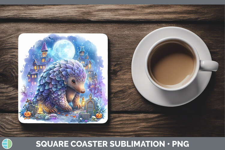GorgeousSafari Haunted Halloween Square Coaster design.