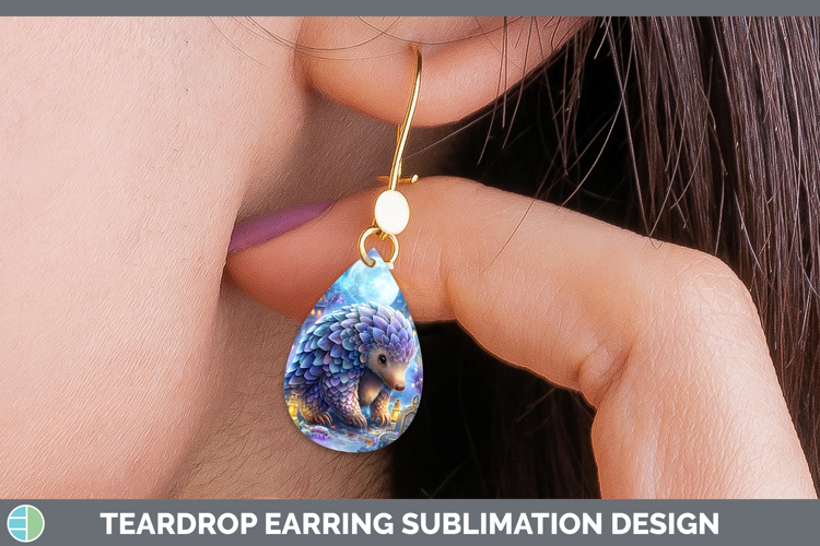 Pangolin Teardrop Earrings Safari Haunted Halloween Sublimat
