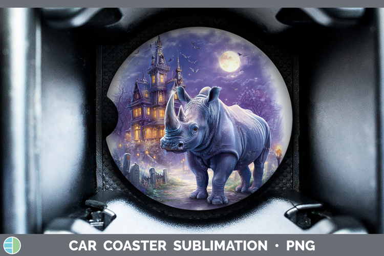 Rhino Car Coaster Safari Haunted Halloween Sublimation Desi