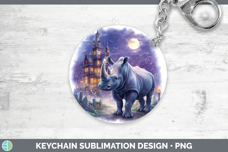 Rhino Keychain Safari Haunted Halloween Sublimation Keyring