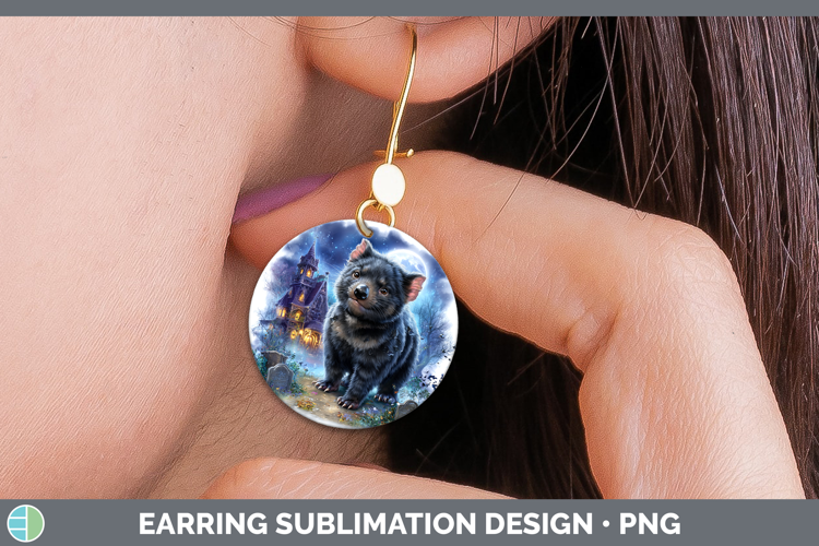 Tasmanian Devil Round Earrings Safari Haunted Halloween Subl