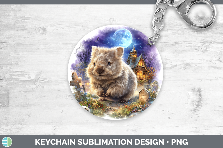 Wombat Keychain Safari Haunted Halloween Sublimation Keyring
