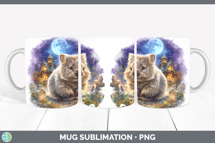 Wombat Mug Wrap Safari Haunted Halloween Sublimation Coffee
