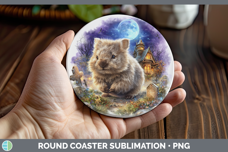 Wombat Round Coaster Safari Haunted Halloween Sublimation Co