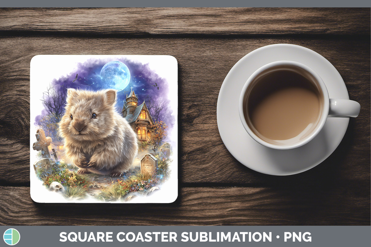 Wombat Square Coaster Safari Haunted Halloween Sublimation C