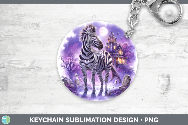 Zebra Keychain Safari Haunted Halloween Sublimation Keyring