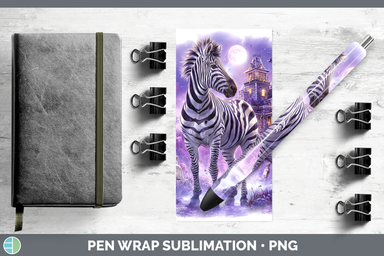 Zebra Pen Wrap Safari Haunted Halloween Sublimation Pen Desi