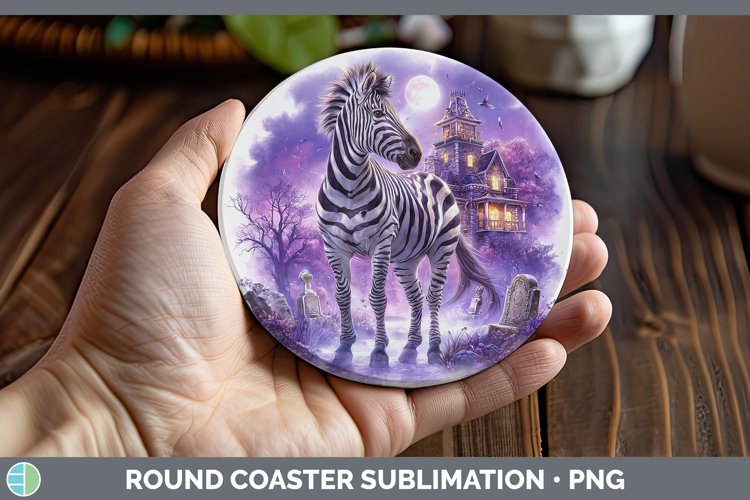 Zebra Round Coaster Safari Haunted Halloween Sublimation Coa