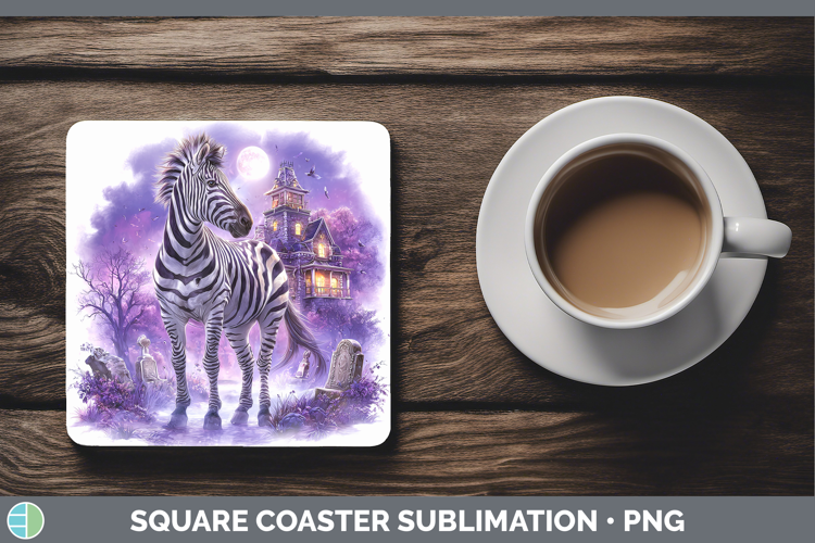 Zebra Square Coaster Safari Haunted Halloween Sublimation Co