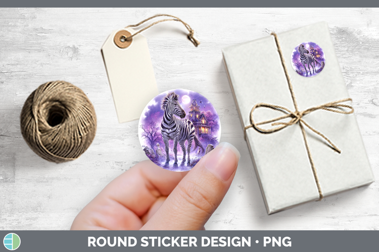 Safari Haunted Halloween Zebra Stickers | Round Labels Desig