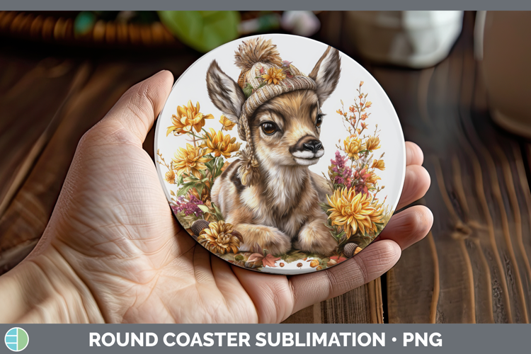 Antelope Round Coaster Safari Knit Hat Sublimation Coaster D