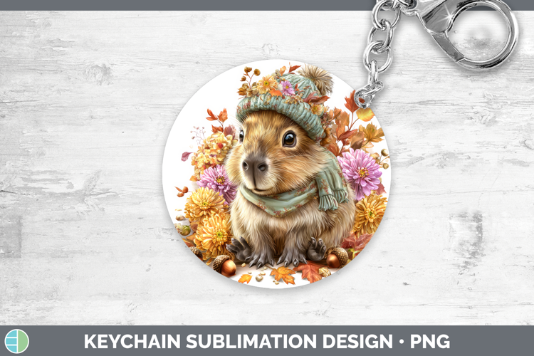Capybara Keychain Safari Knit Hat Sublimation Keyring Design