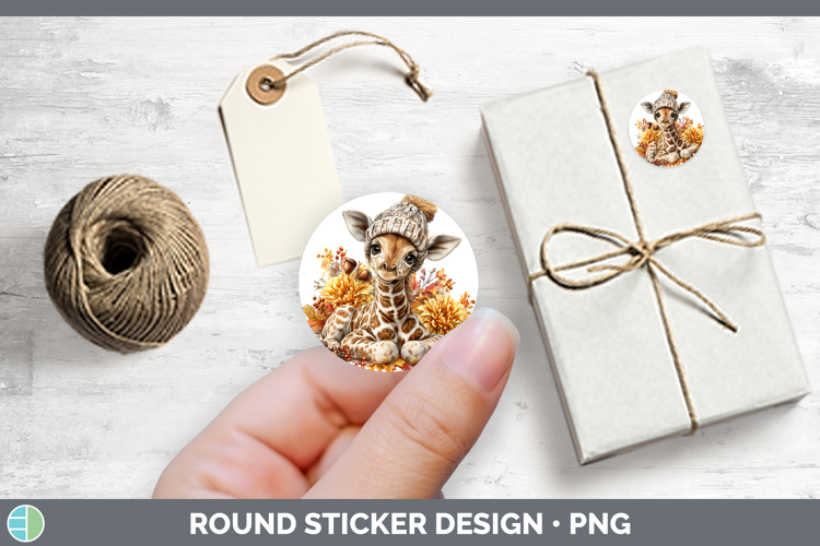 Safari Knit Hat Giraffe Stickers | Round Labels Designs
