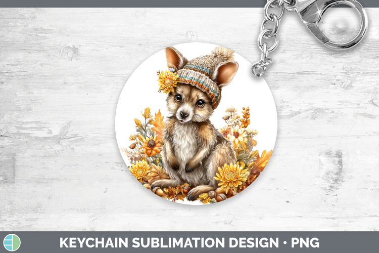 Kangaroo Keychain Safari Knit Hat Sublimation Keyring Design