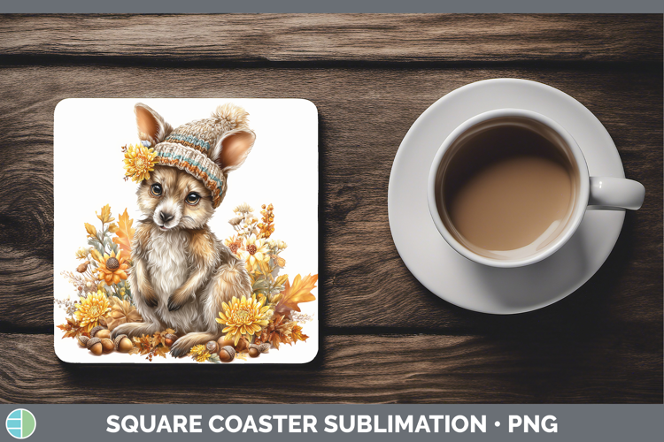Kangaroo Square Coaster Safari Knit Hat Sublimation Coaster