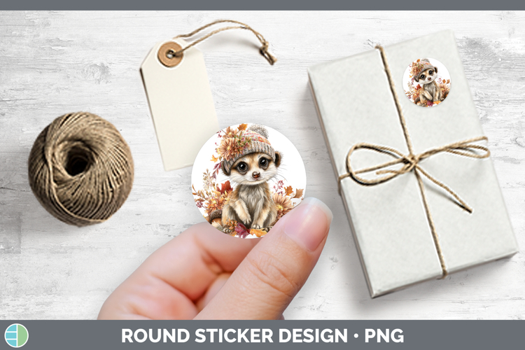 Safari Knit Hat Meerkat Stickers | Round Labels Designs