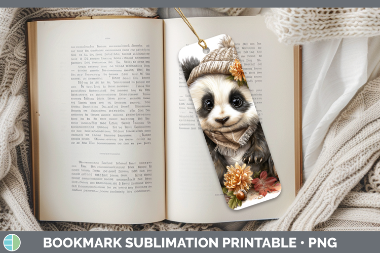 Panda Bear Bookmark Safari Knit Hat Sublimation Printable De