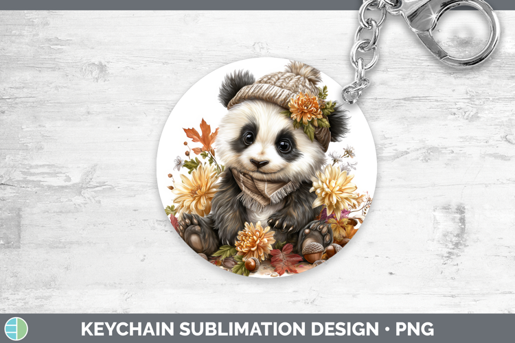 Panda Bear Keychain Safari Knit Hat Sublimation Keyring Desi