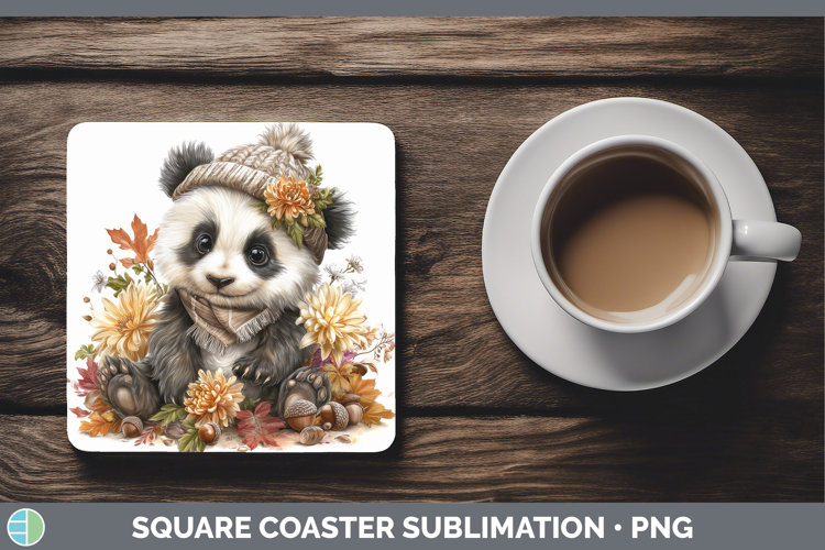Panda Bear Square Coaster Safari Knit Hat Sublimation Coaste