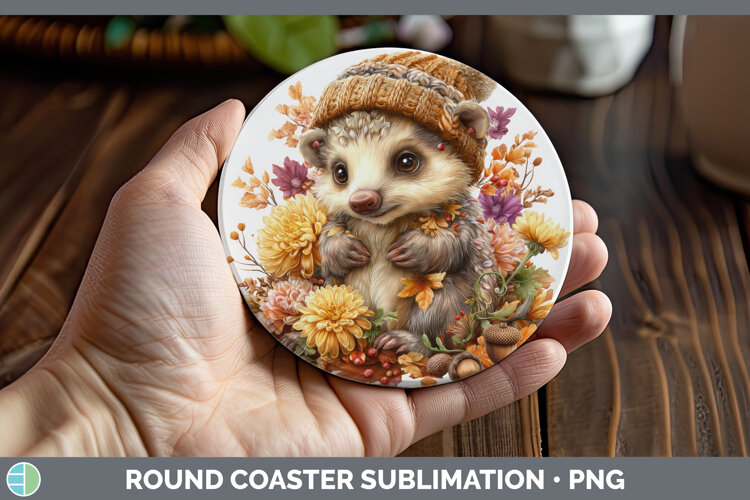 GorgeousSafari Knit Hat Round Coaster design.