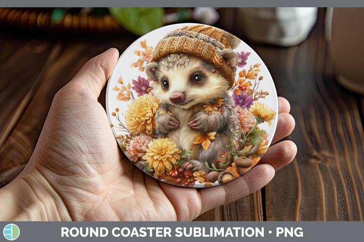 Pangolin Round Coaster Safari Knit Hat Sublimation Coaster D