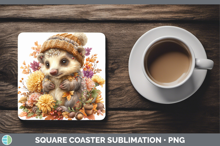 Pangolin Square Coaster Safari Knit Hat Sublimation Coaster