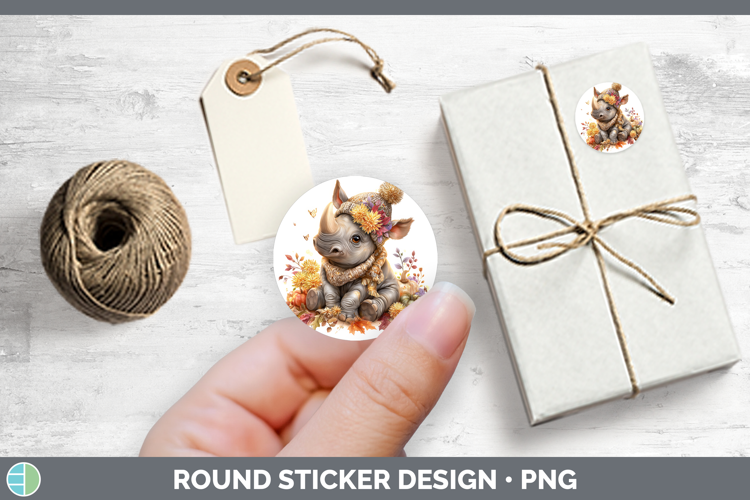 Safari Knit Hat Rhino Stickers | Round Labels Designs