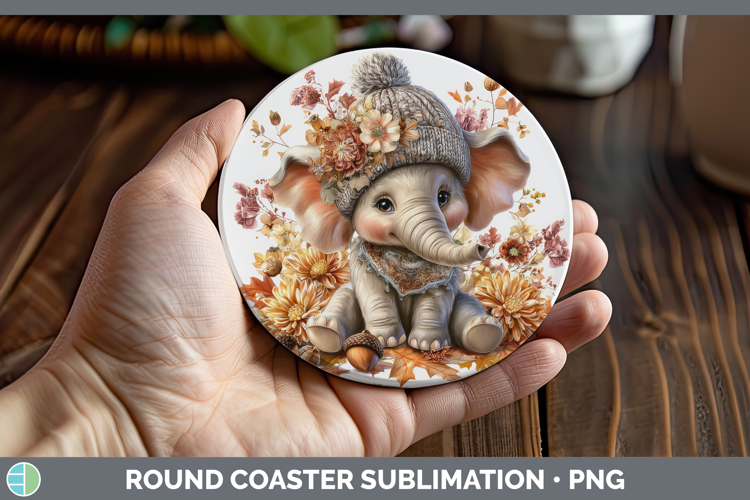 Safari Knit Hat-01 Elephant Round Coaster Safari Knit Hat Su