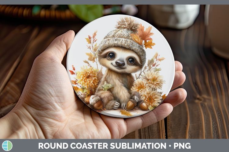 Safari Knit Hat-03 Sloth Round Coaster Safari Knit Hat Subli